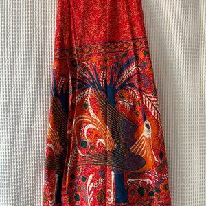 Handmade tropical print cotton wrap skirt ankara fabric women's size small